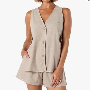 Women's Sleeveless Tank and Short Set in Khaki | Size Small